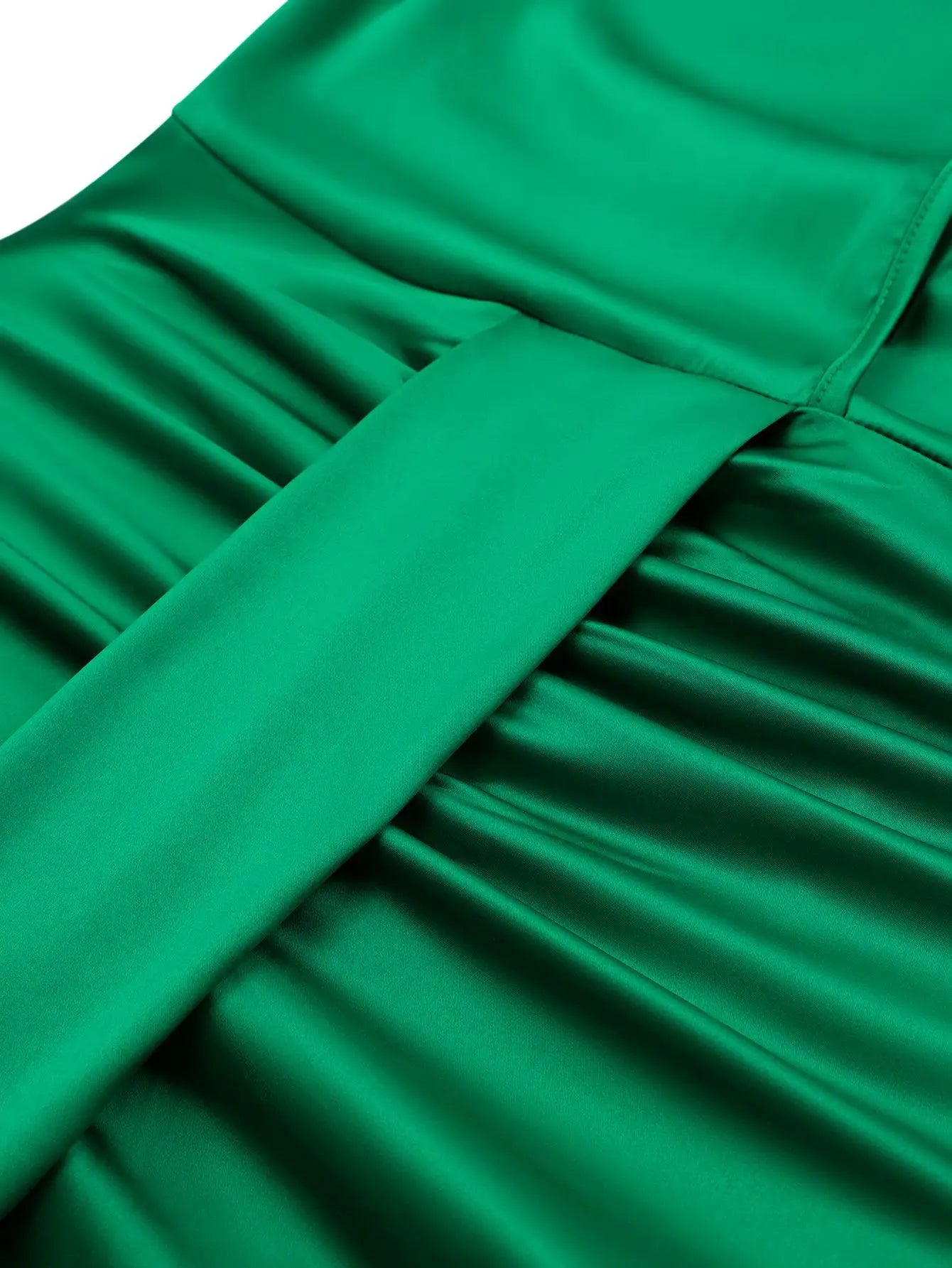 Elegant Halter Evening Midi Dress - Green