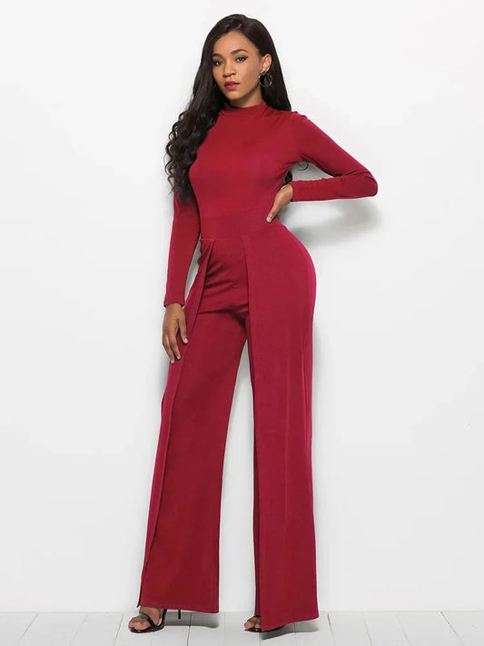 Stylish  Wide Leg Jumpsuit - Red