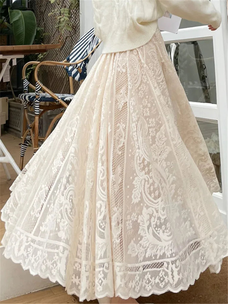 Boho Elegance Crochet Maxi Skirt