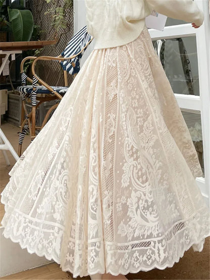 Boho Elegance Crochet Maxi Skirt