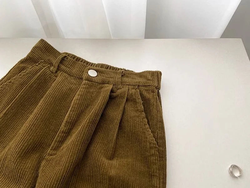 Retro Chic Wide-Leg Corduroy Pants