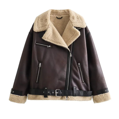 Belt Double sided Collar Jacket Coat