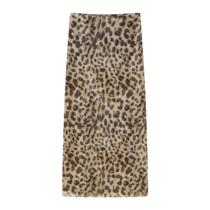 Leopard Print Midi Skirt