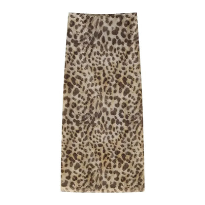 Leopard Print Midi Skirt