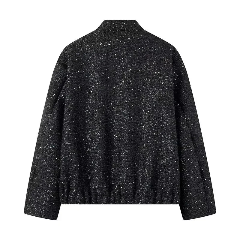 Luxe Shimmer Bomber Jacket