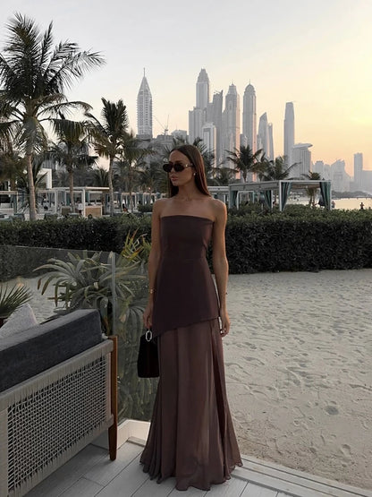 Seraphic Elegance Ribbon Mesh Maxi Dress