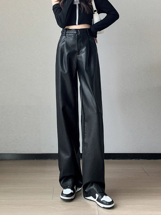 Elegant Ease Faux Leather Trousers