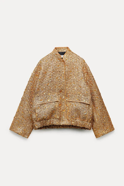 Luxe Shimmer Bomber Jacket