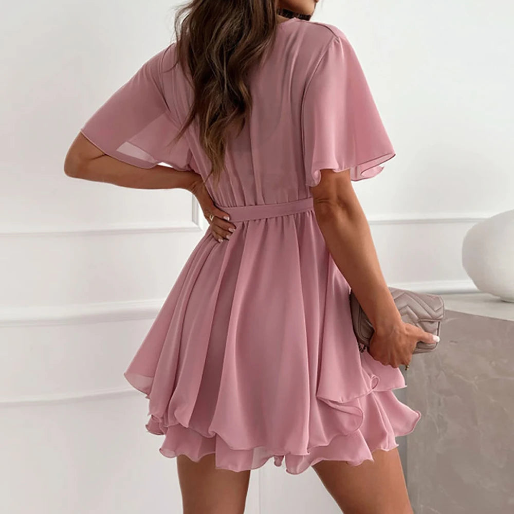 Elegant White Chiffon A-Line Dress