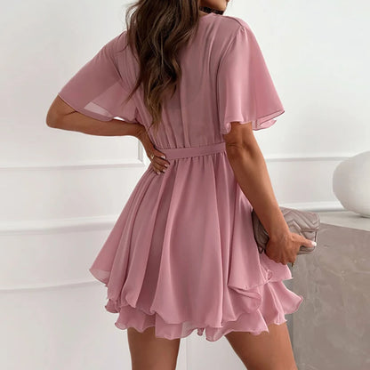 Elegant White Chiffon A-Line Dress