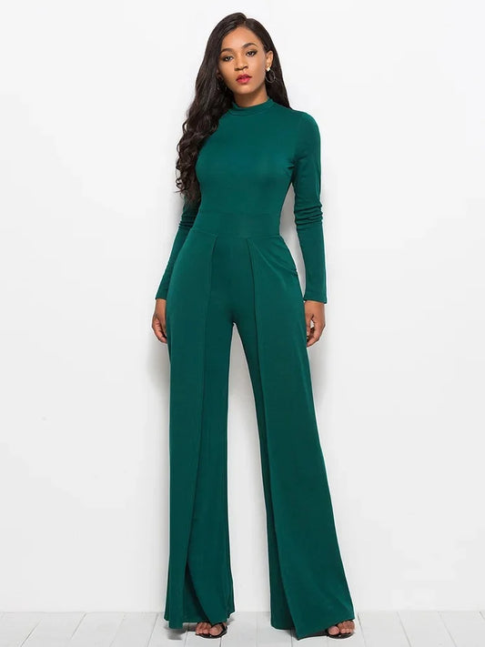 Stylish  Wide Leg Jumpsuit - Dark Green