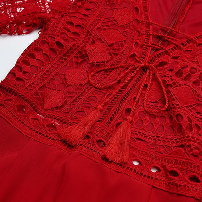 Ruffle Chiffon V-Neck Mini Dress