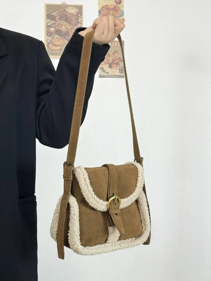 Fur-tastic Suede Saddle Bag