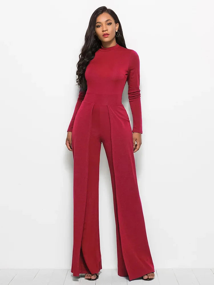 Stylish  Wide Leg Jumpsuit - Red