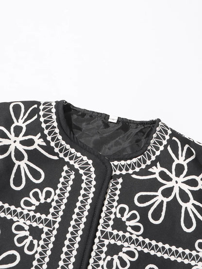 Vintage Chic Two Piece Set  Neck Long Sleeve Coat High Waist Patchwork Pocket Shorts Slim