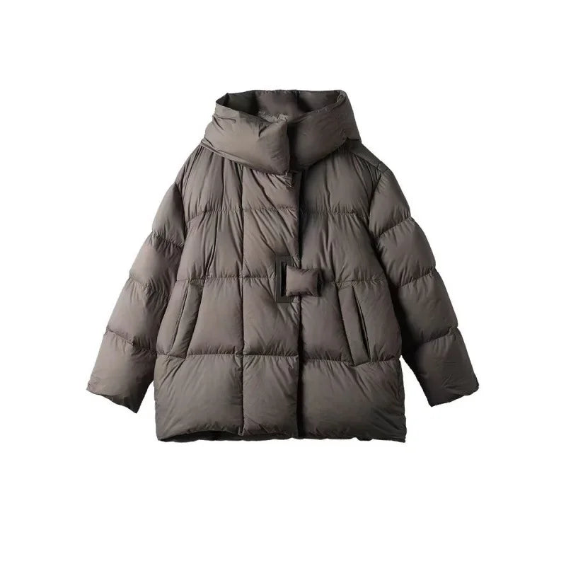 Frosty Fashion Stylish Medium-Length Down Coat