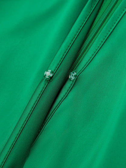 Elegant Halter Evening Midi Dress - Green