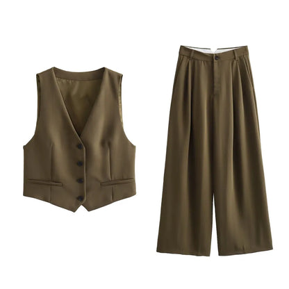 Women's Chic Two Piece Wide Leg Pant  & Top Set