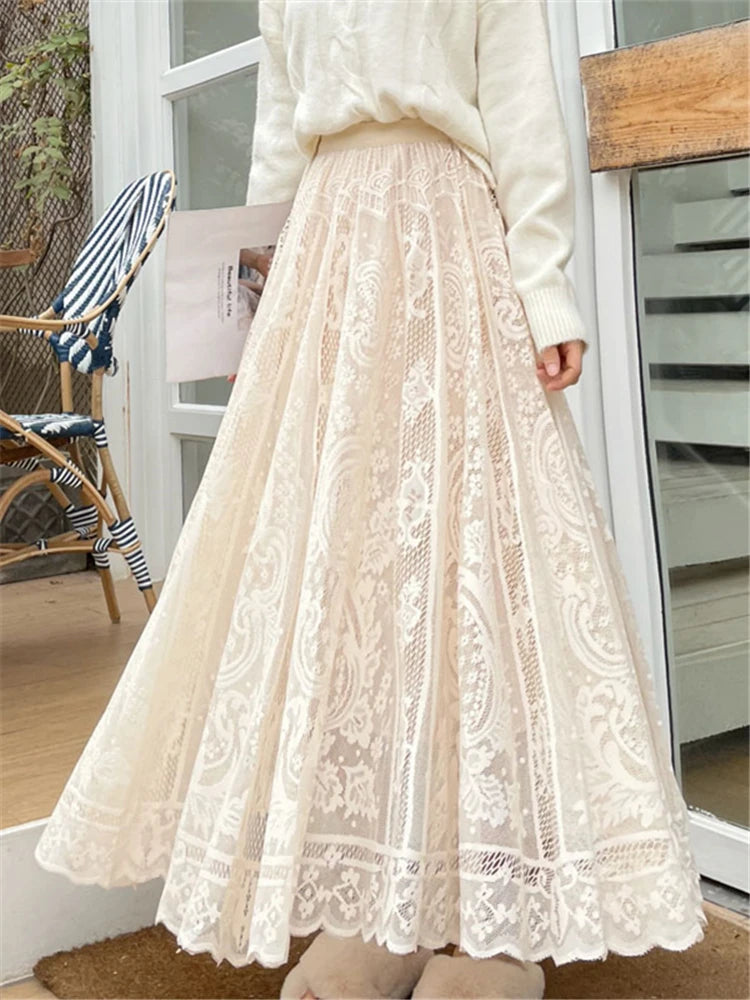 Boho Elegance Crochet Maxi Skirt