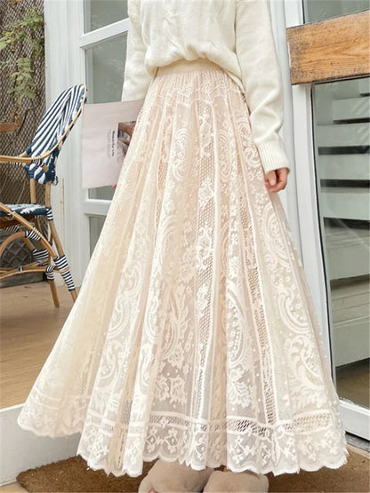 Boho Elegance Crochet Maxi Skirt
