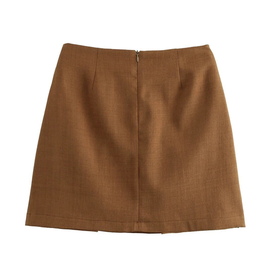 Gold Button Mini Skirt