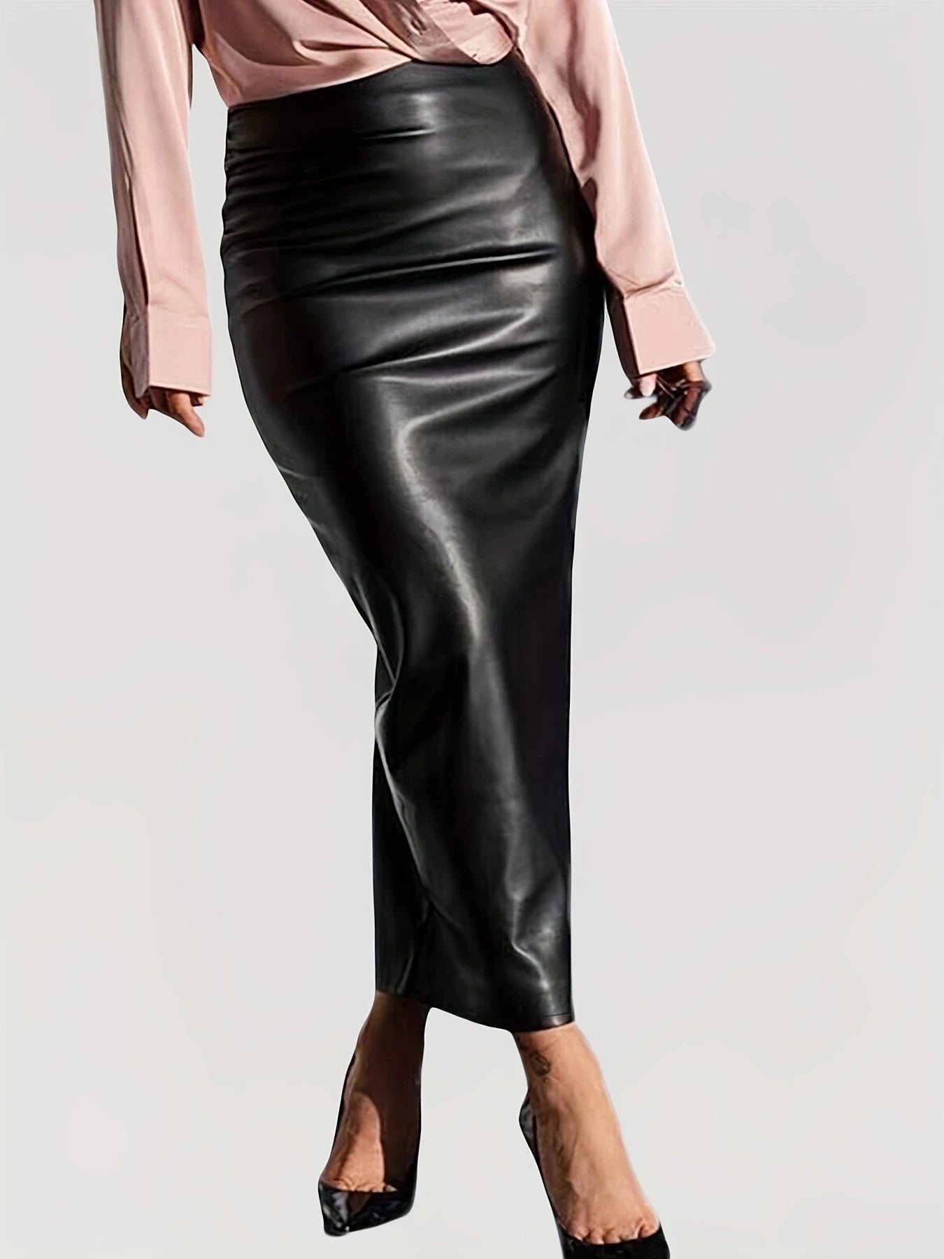 Glamour Goddess Slim Fit Leather Skirt