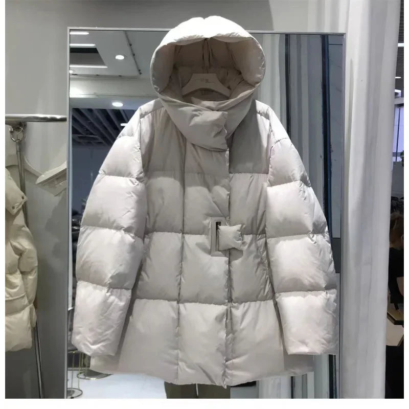 Frosty Fashion Stylish Medium-Length Down Coat