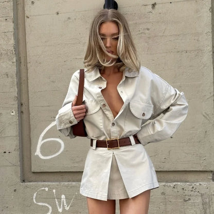 Retro Turn-Down Collar Mini Dress