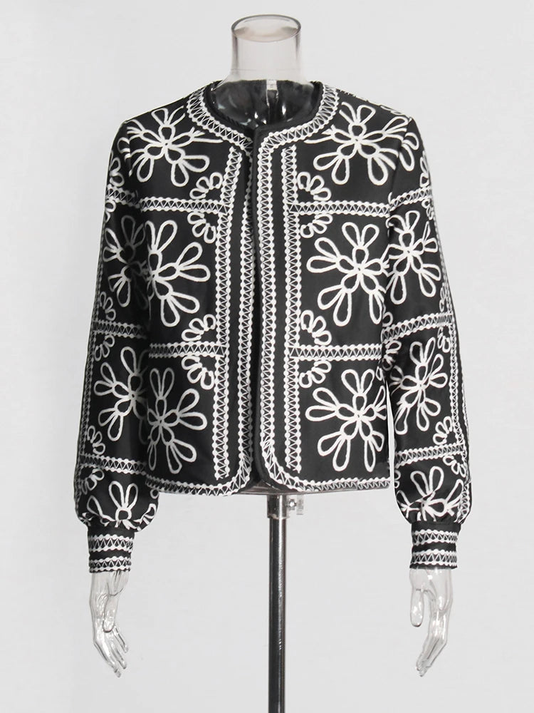 Vintage Chic Two Piece Set  Neck Long Sleeve Coat High Waist Patchwork Pocket Shorts Slim
