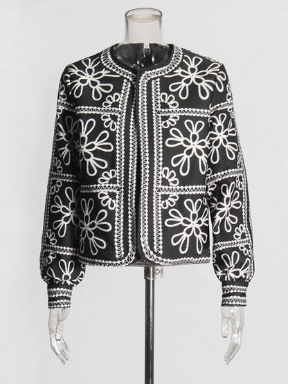 Vintage Chic Two Piece Set  Neck Long Sleeve Coat High Waist Patchwork Pocket Shorts Slim