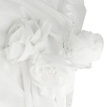 Flower-Tie Mini Dress - White