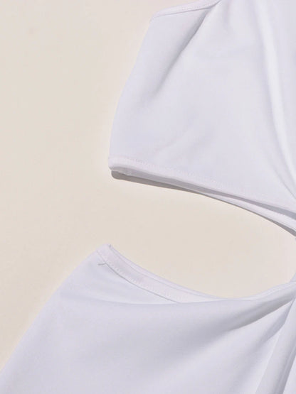 Elegant Two-Piece Set High Collar Sleeveless Hollow Out Top High Waist Pant