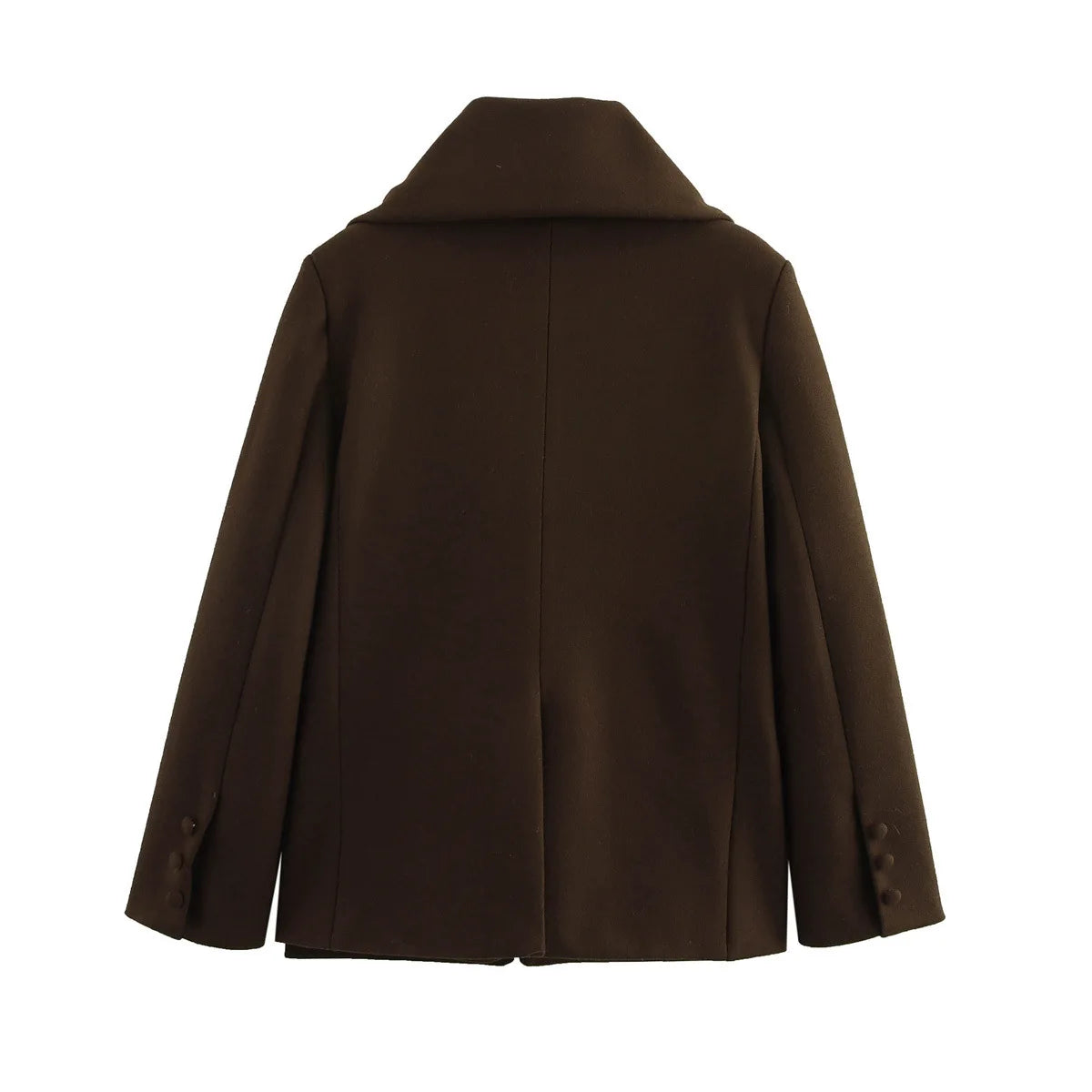 Woolen Blazer Jacket with Scarf - Brown