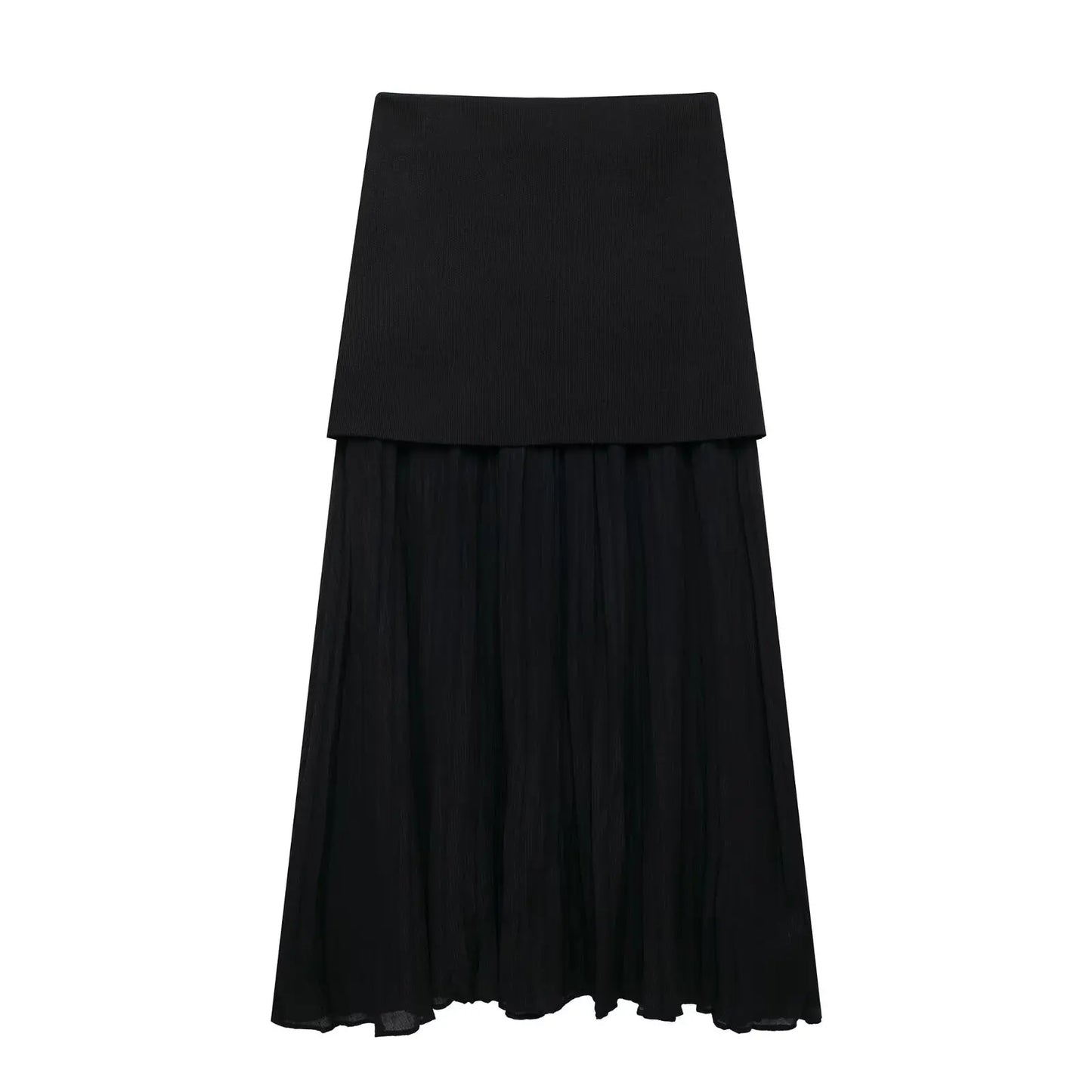 Knitted Vest & High-Waist Skirt Set - Black Suit