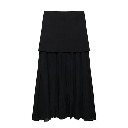 Knitted Vest & High-Waist Skirt Set - Black Suit