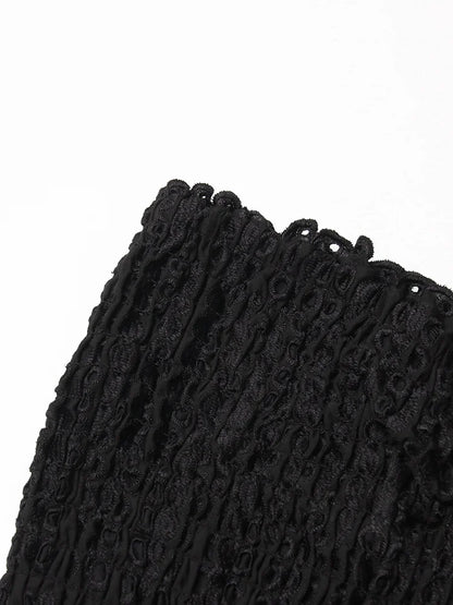 Strapless Layered Hem Mini Dress - Black