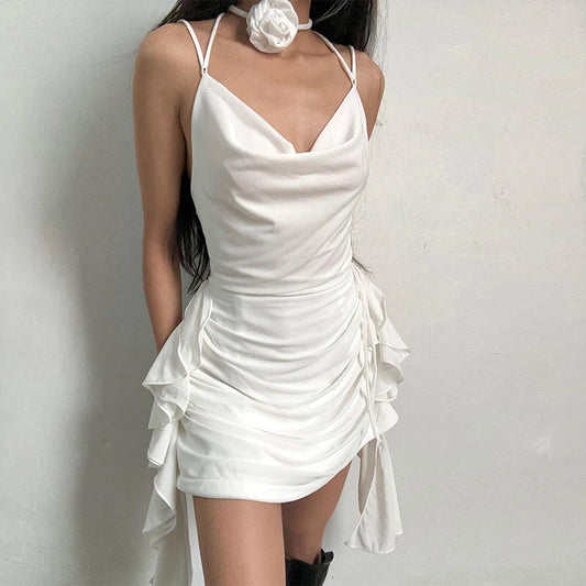 Mery Backless Ruffle Mini Dress