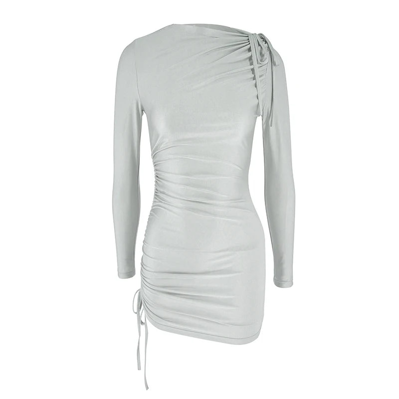 Long Sleeve Ruched Mini Dress
