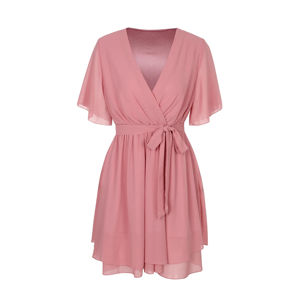 Elegant White Chiffon A-Line Dress