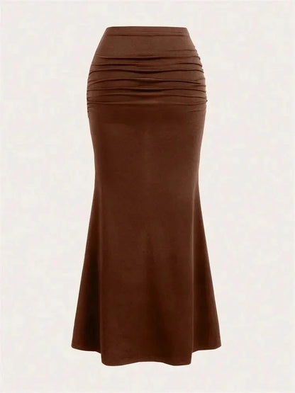 High Waist Ruched Mermaid Maxi Skirt