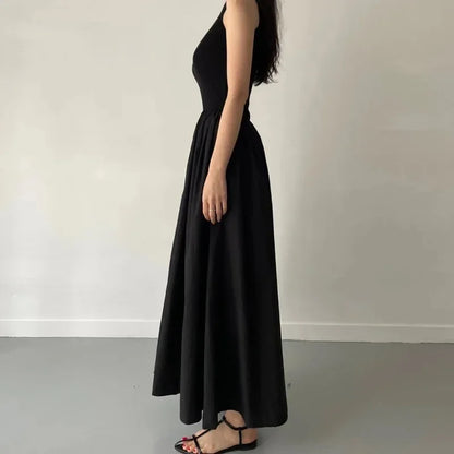 Elegant Sleeveless Black Maxi Dress