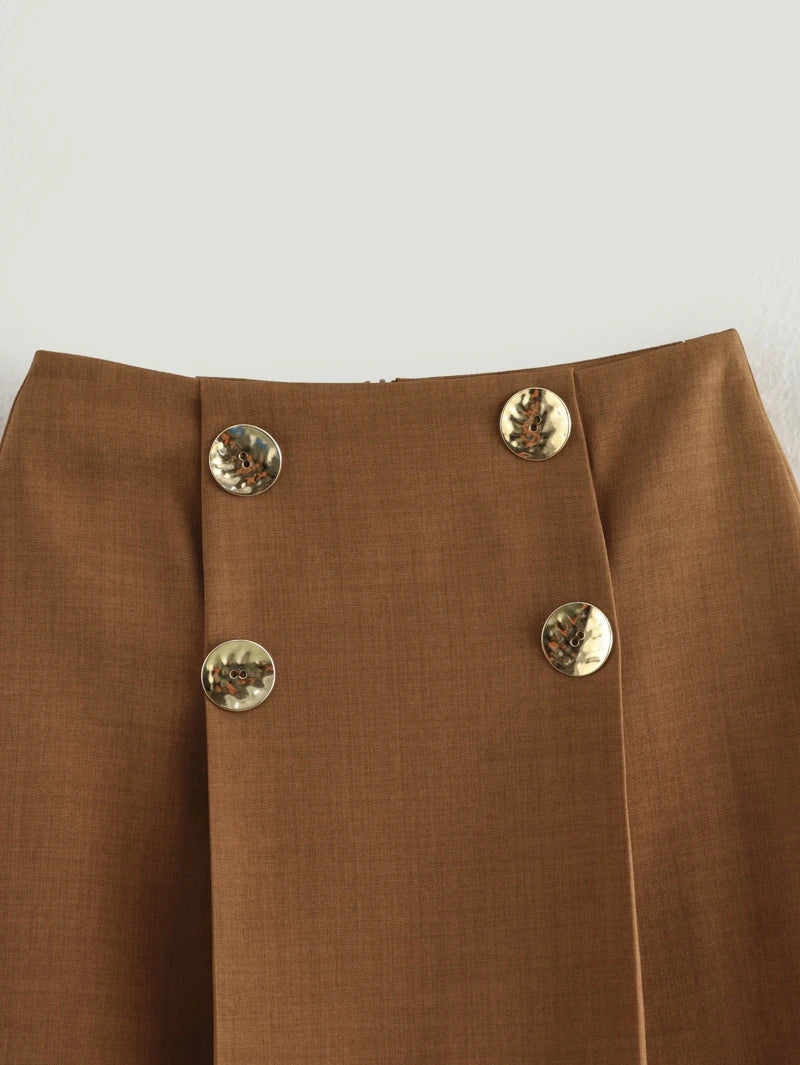 Gold Button Mini Skirt
