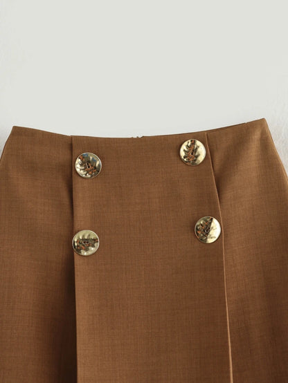 Gold Button Mini Skirt