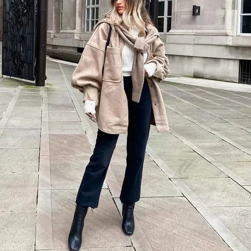 Long Sleeve Wool Coat