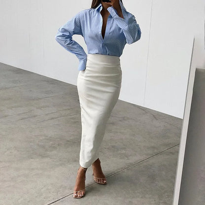 High Waist Leather Skirt