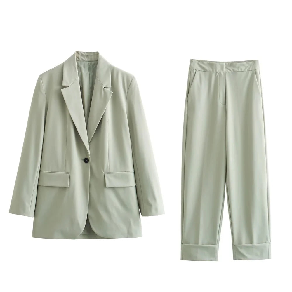 Fashionable Curled Hem Suit Set