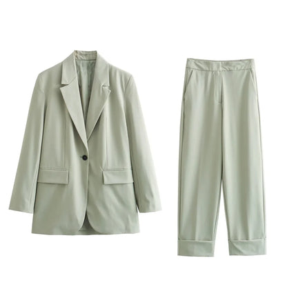 Fashionable Curled Hem Suit Set