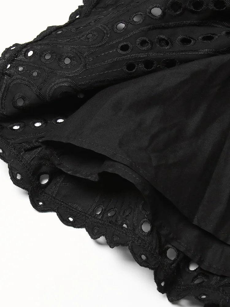 Strapless Layered Hem Mini Dress - Black
