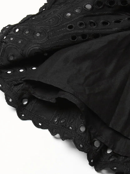 Strapless Layered Hem Mini Dress - Black