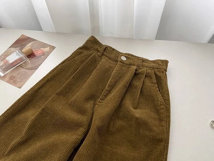 Retro Chic Wide-Leg Corduroy Pants